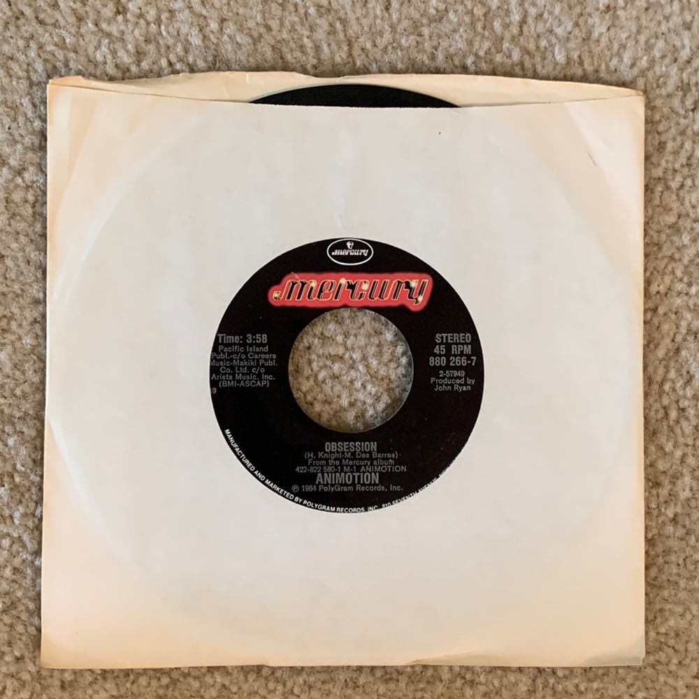 Vintage Animotion 7” Vinyl Record, 1984
